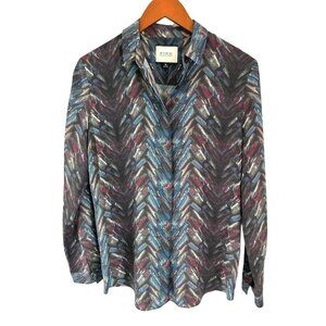 Thomas Pink 100% Silk Long Sleeve Abstract Print Button-Up Shirt Size 10 Multico